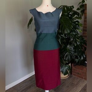 NWT Herve Leger Color Block Stretch Dress size Large